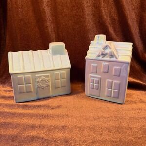Horizon Group USA Iridescent Ceramic House Decor Set of 2 Winter Village Houses
